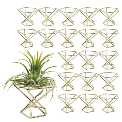 20 PCS Air Plants Holders Unique Geometric Metal Plant Stands Airplants Container Live Air Fern Display Racks Small Decor Items for Shelf (Gold)