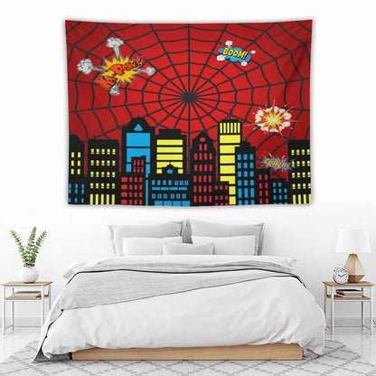 Spider Web Tapestry,Red and Black Design Spider Web Tapestry for Boys Girls Teens,Super City Tapestry Wall Hanging Home Décor for Game Room Play Room Bedroom Living Room 80" x 60"