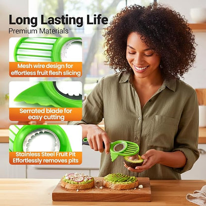 3 in1 Avocado Tool Split, Pit, and Slice, Avocado 3 Piece Set, Includes Avocado Slicer, Cutter and Airtight Storage Container,Kitchen Gadget (3 piece set)