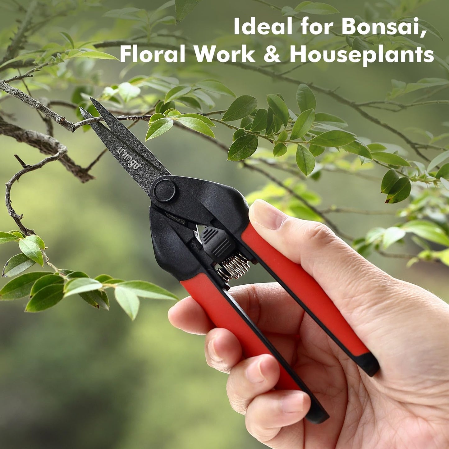 LIVINGO Sharp Garden Pruning Shears - 2 Pack 6.5” Spring Loaded Handles, Non-Stick Teflon Coated Stainless Steel Blades Scissors for Trimming Plant, Flower