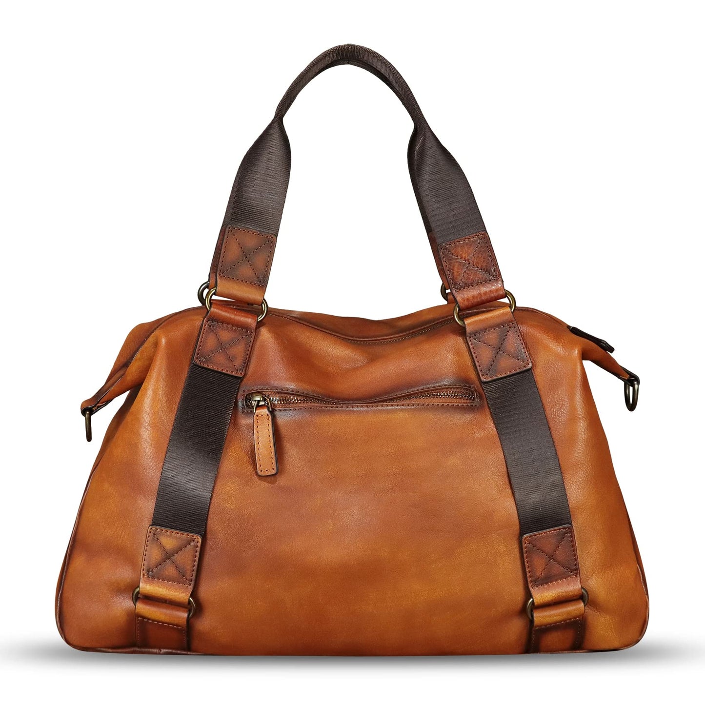 Genuine Leather Messenger Bag for Men Top Handle Handbag Crossbody Sling Laptop Bag Vintage Travel Business Briefcase (Brown)