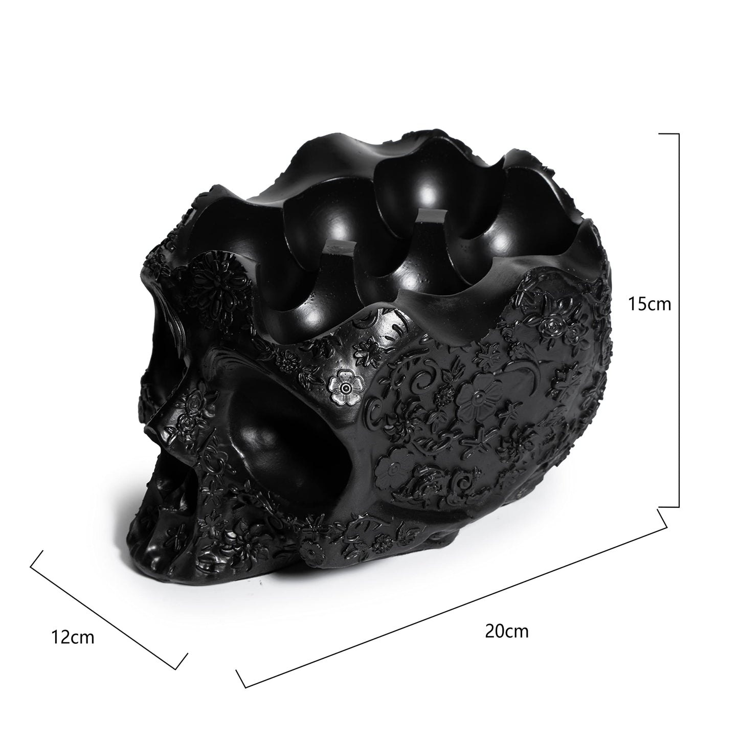 Skull Egg Holder Container Bowl 6" H Half Dozen Decorative Skeleton Egg Keeper Storage Display Organizer Tray, Gothic Kitchen Countertop Breakfast Serving Dish, Spooky Halloween Home Decor Gift Items