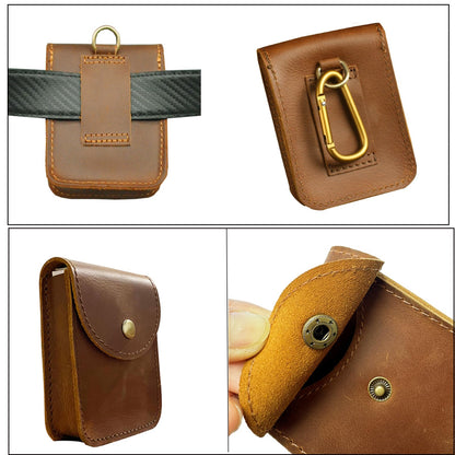 aolaso Genuine Leather Playing Card Case, Single Deck Playing Card Box，Leather Pouch Multipurpose with Belt Clip for Carrying Cards Small Tools Storage