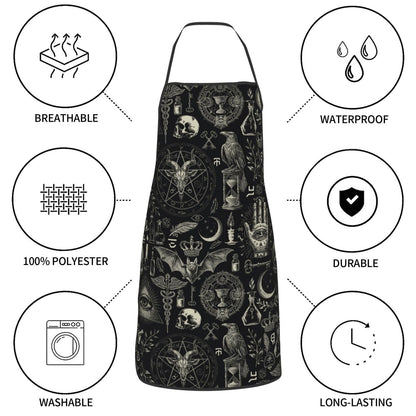Worltoldb Gothic Apron for Women Men with Pockets Waterproof Kitchen Chef Apron for Cooking,BBQ Baking,Gardening,Crafting