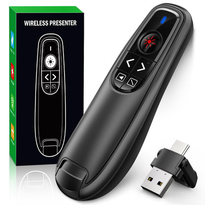 Presentation Clicker Wireless Presenter Remote Clicker, USB C PowerPoint Clicker for Presentation, RF 2.4GHz Computer Presenter Clicker Slide Advancer for Google Slides,Mac,Laptop