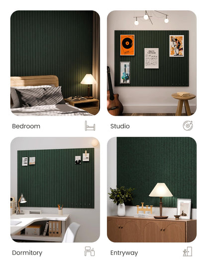 Fluxynara Large Felt Bulletin Board 48" x 36" Cork Board Alternative-12 Pack with 70 Safe Removable Adhesive Tabs, Cork Boards for Walls Cork Board for Home Office Classroom Pin Board- Pine Green