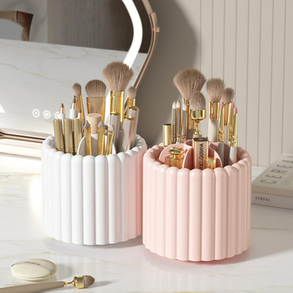 Sallurna Desk Organizer, 360° Rotating Pen Holder for Desk, Pencil Cup with 7 Compartments Storage Box Caddy for Kids, Office, School, Home (Pink)