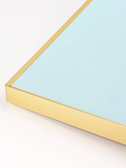 Lightomorrow Bulletin Board 30 x 20 inches, Light Blue Pin Board, Golden Aluminum Framed Fabric Cork Board with 10 Push Pins