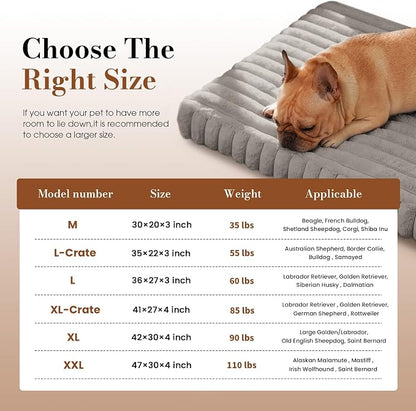 Extra Large Dog Bed for Crate, Orthopedic Dog Bed with Waterproof Lining, Soft Short Plush Surface & Egg Crate Foam, Machine Washable Pet Bed with Removable Cover & Anti Slip Bottom
