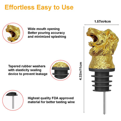 Qaoliffa Lion Head Wine Aerator Pourer Spout,White Wine Accessories Aeration Work with Wine Opener for Beginner Enthusiast,Liquor Bottle Pourers Wine Decanter