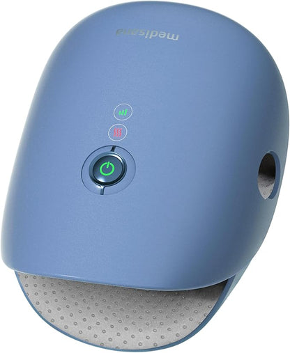 Medisana Hand Massager with Heat and Compression, Cordless Hand Massager for Arthritis and Carpal Tunnel Relief, Knuckle Stretching Massage, Birthday Christmas Gifts for Men Women Dad Mom-Blue