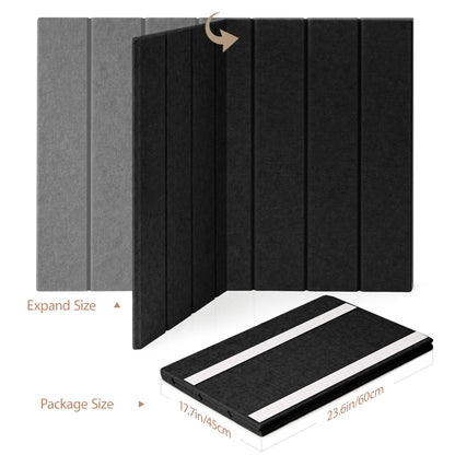 Lightomorrow Bulletin Board, 24 x 18 inches Felt Board Decorative Pin Board, 4' x 3' Cork Board Alternative for Wall, Foldable Photo Board with 20 Pushpins - Black Stripes