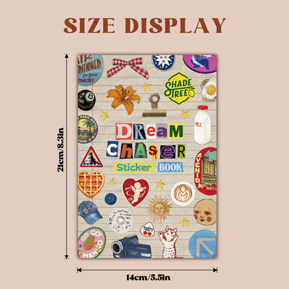 PRSTINCOL Vintage Sticker Book with 30 Pages of Ephemera Stickers, Aesthetic Junk Journaling Supplies for Scrapbooking Adults, 8.3 by 5.5 Inches, Over 550 Pieces
