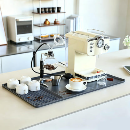 Caketime 2 In 1 Silicone Coffee Bar Mat Accessories Detachable Dish Drying Rug Rack Stone for Kitchen Counter Home Household Apartment Office Essentials Barista Espresso Machine Drainer Must Have