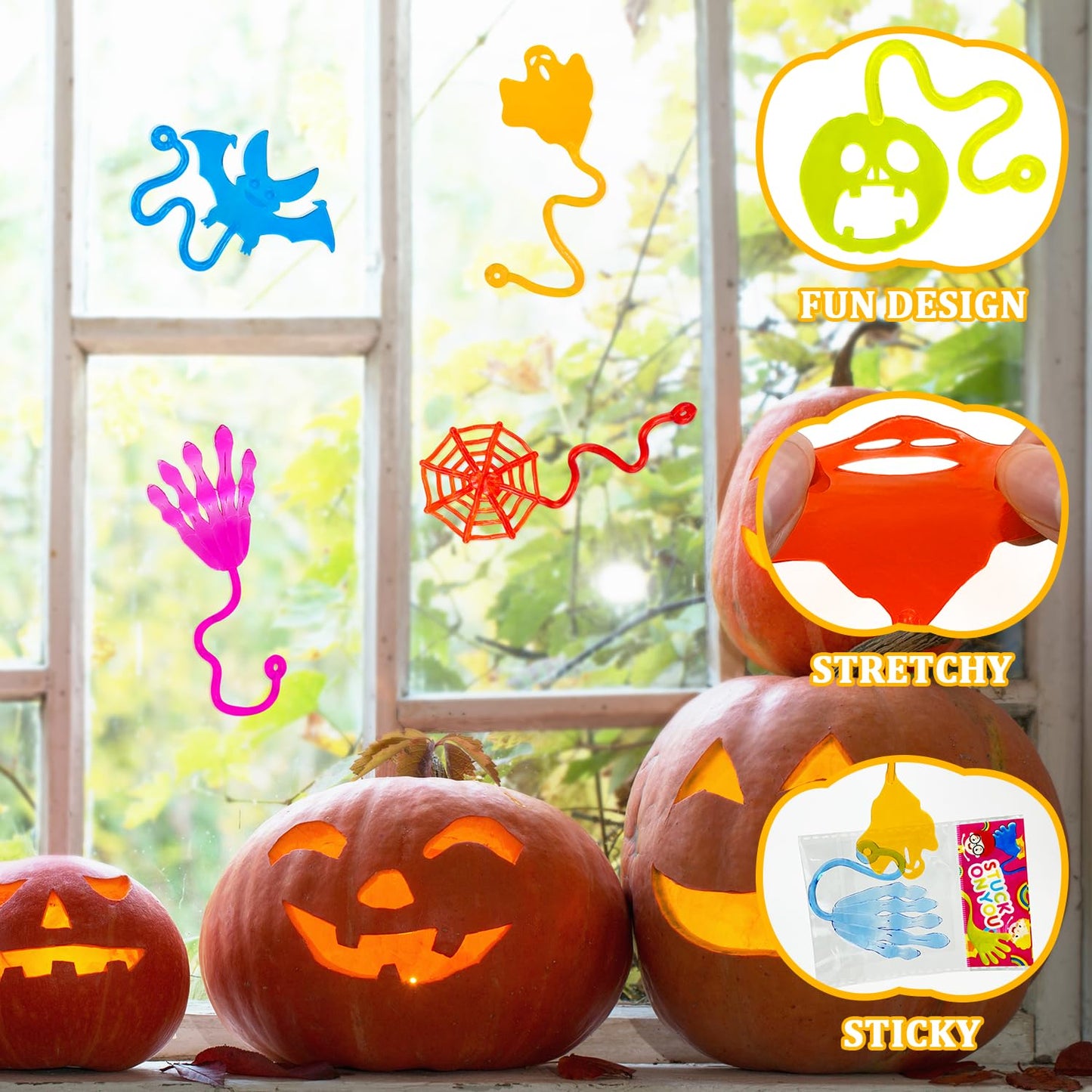 Bulk Sticky Hands Party Favors Supplies for Toddlers 60 PCS, Halloween Non Candy Trick or Treat Items for Kids, Birthday Pinata Goody Bag Stuffers, Small Classroom Toys Gifts Prizes for Boys Girls