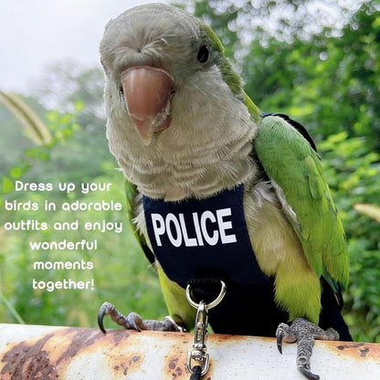 Bird Diaper Flight Suit, Cute Cosplay Parrot Clothes, Easy-to-Wear Washable Nappy, Durable Metal Ring Harness for Cockatiel, Conure, African Grey, Parakeet Outdoor Flying (with Leash,XXL)