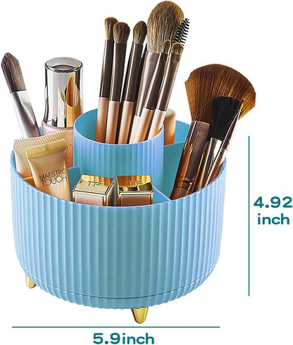 fanado 360° Rotate Makeup Brush Holder Organizer, Makeup Organizers Countertop, Makeup organization and Skincare Storage with Gift Box Packing for Vanity, Desktop, Bathroom (Blue)