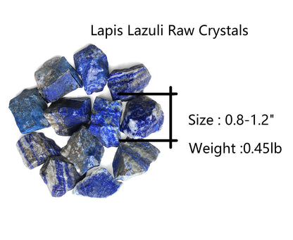 QINJIEJIE 0.9Lbs Lapis Lazuli Raw Crystals Natural Rough Stones Bulk Large 1" Rocks Reiki Gemstones Indoor Garden Fountain Rocks for Tumbling Cabbing Polishing Wire Wrapping Wicca Decoration