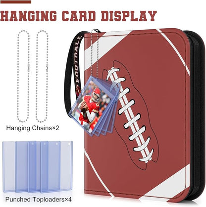 Mlikero 720 Pockets Football Card Binder, Sports Card Binder with Card Display Design, Premium Card Ablums with Sports Pattern Wristband Fit for Football Cards 2026