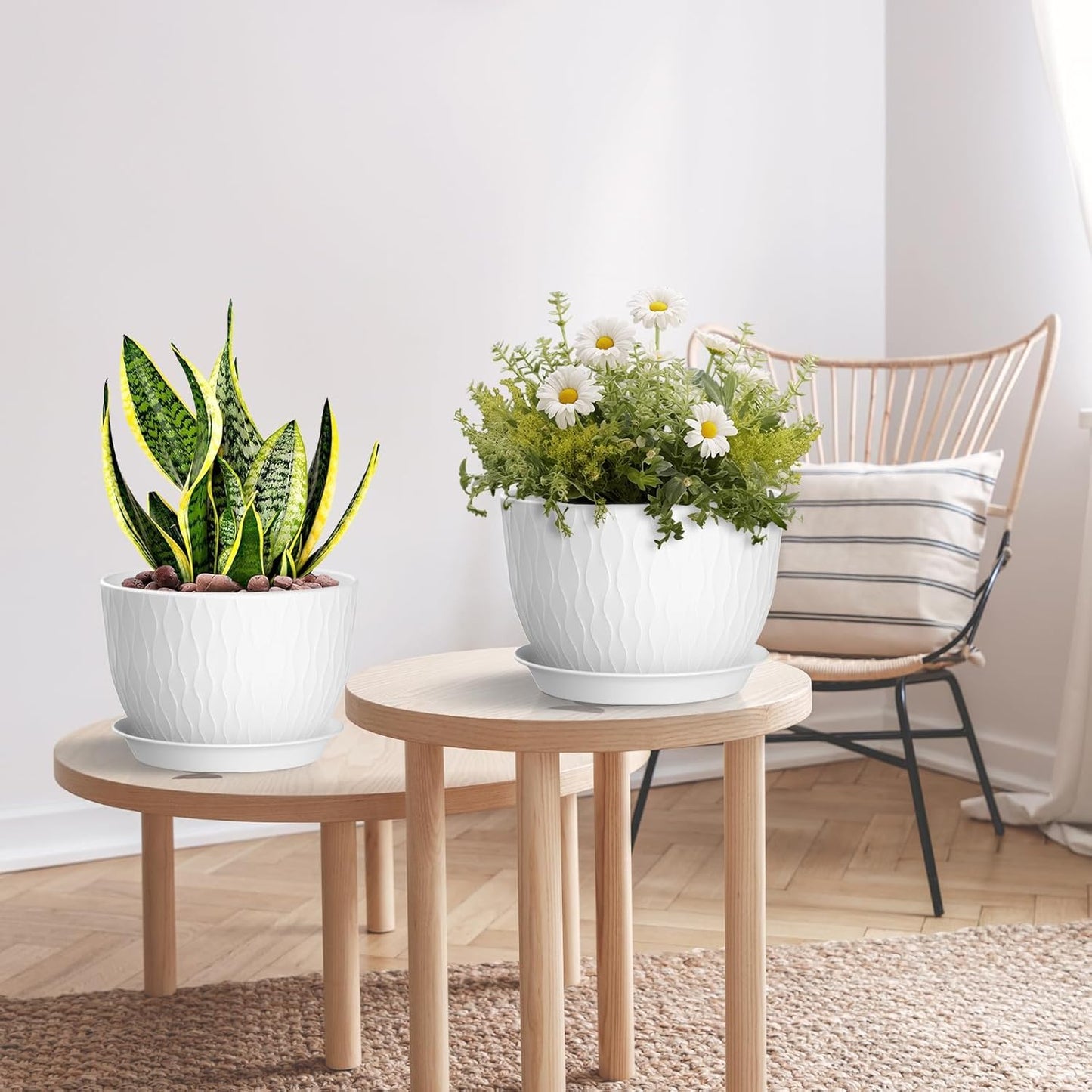 QRRICA Plant Pots 8/7/6.5/6/5.5/5 Inch Self Watering Pots and 12/10/9 Inch Pots