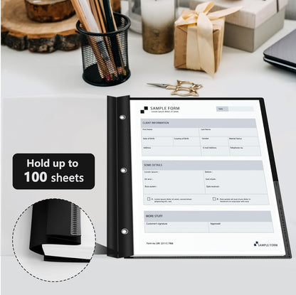 Ndsox 15 Packs Clear Front Report Covers with 3-Prong Fasteners, Plastic Project Presentation Folders Resume Document Covers with Black Back for 8.5" x 11" Letter Size Paper for School Office Business