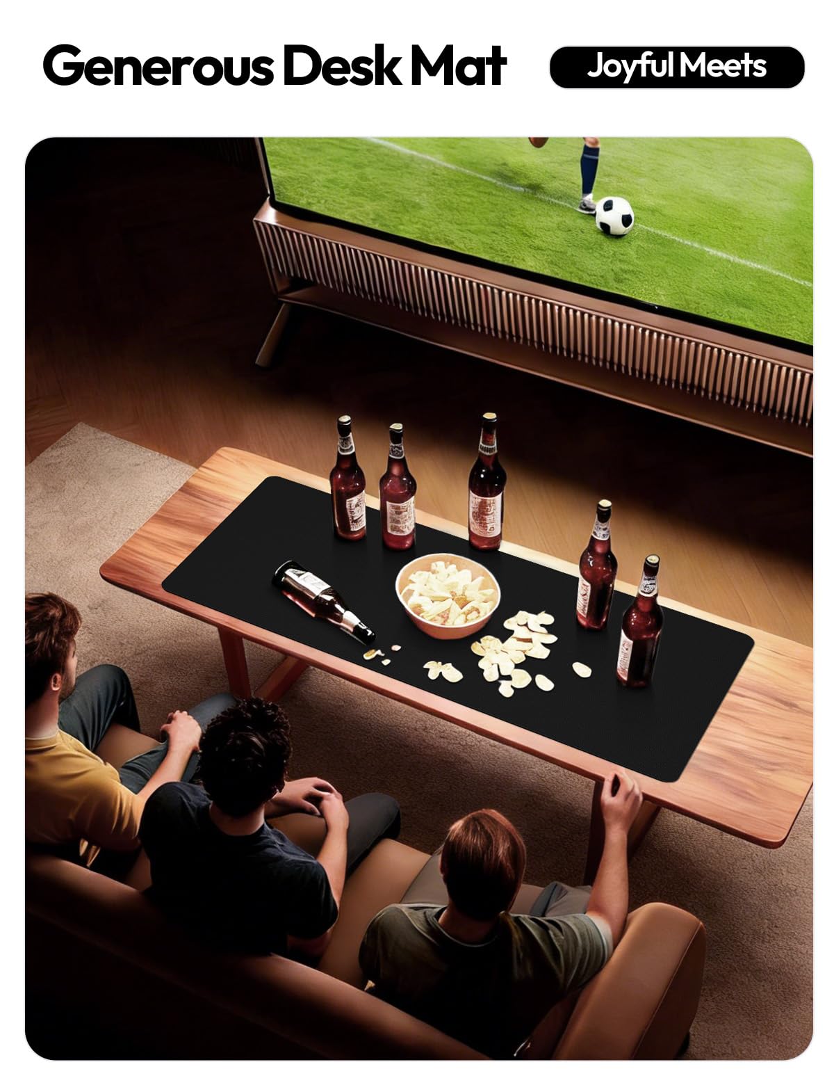 YSAGi Leather Desk Protector, Office Mat, Large Mouse Mat, Non-Slip PU Leather Blotter, Laptop Desk Mat, Waterproof Writing Pad for Office and Home (Black, 31.5" x 15.8")