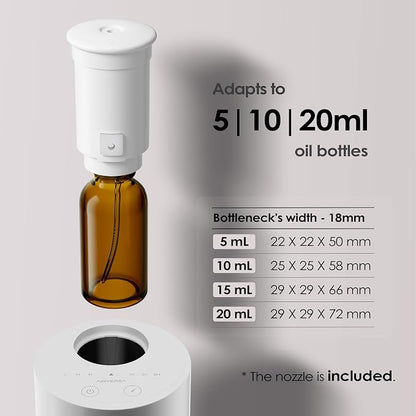 Airversa Waterless Diffuser for Essential Oil, Car Diffsuer, Battery Operated Nebulizer, 0.7 Fl Oz/ 20mL, Mini Scent Air Machine, 3 Timers & 3 Mist Levels for Home, Room, Car, Office - AN6 Black+White