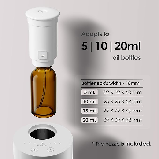 Airversa Waterless Diffuser for Essential Oil, Car Diffsuer, Battery Operated Nebulizer, 0.7 Fl Oz/ 20mL, Mini Scent Air Machine, 3 Timers & 3 Mist Levels for Home, Room, Office - AN6 Light Steel Blue