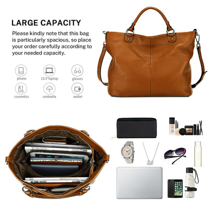 Kattee Women's Soft Genuine Leather Tote Bag, Top Satchel Purses and Handbags