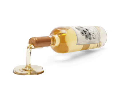 Spilled Wine Bottle Holder Set of 2 (Red & White) - Funny Novelty Wine Rack & Hostess Gift, Realistic Optical-Illusion Tabletop Wine Decor for Kitchen, Bar Cart & Dining Room