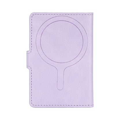 YNlinuofg Ultra-Thin Magnetic Wallet Card Holder for iPhone and All MagSafe Protective Cases，Premium PU leather, powerful magnetic closure, stand function, 6 card slots (Purple)
