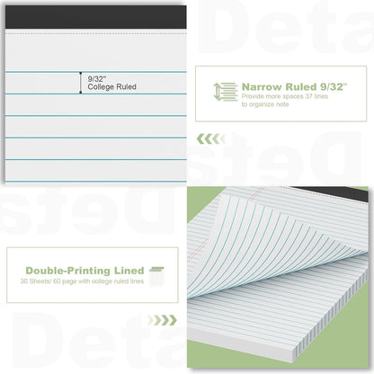 4 Pack Note Pads 8.5 x 11 White Legal Pads Narrow Ruled - 30 Sheets Per Notepad, Double-Side Printed Thick Writing Pads, Perforated Legal Pad 8.5 x 11 Notepads Paper for School College Office Business