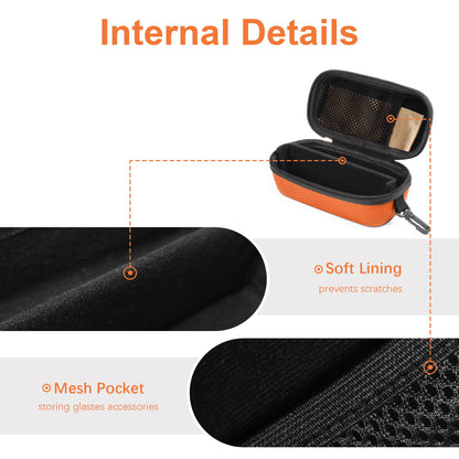 Bukere Double Eyeglasses Case with Adjustable Slots, EVA Hard-shell Travel Dual Glasses Sunglasses Organizer for Men Women (2 Slots, Orange)