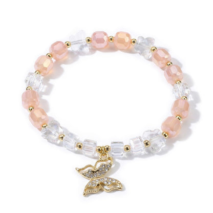 jasonking Butterfly Crystal Stretch Bracelet for Women,Birthday Gift for Mothers, aniversary gift (light yellow)