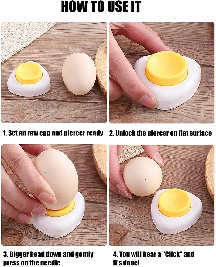 Jawbush Egg piercer with Stainless Steel Pin to Get Good Hard-boiled Eggs, Egg Poker with Magnetic Base and Safety Lock, Egg Hole Puncher Easy Egg Peeler Warm Gifts, 2 Pack