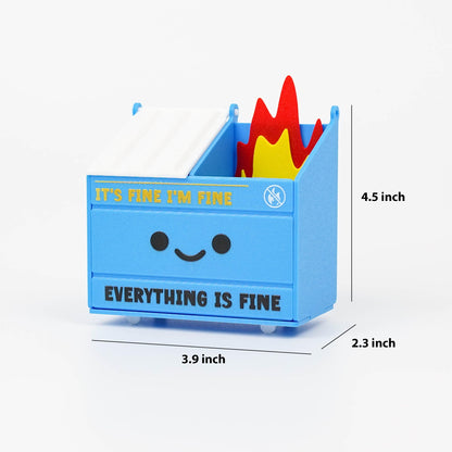 Tian Zhun Dumpster Fire Magnetic Pen Holder Funny Blue Magnetic Pencil Holder Magnetic Locker Organizer for Refrigerator Whiteboard Home Office Hospital Marker pen storage