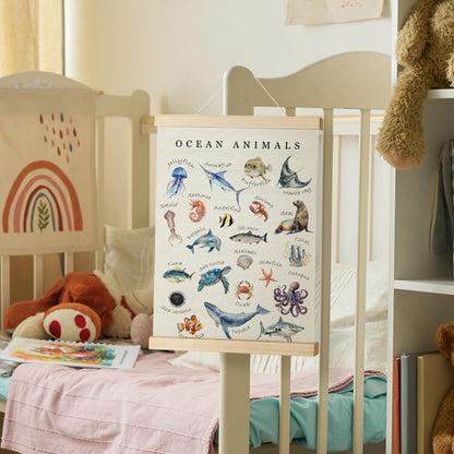 Nrleey Ocean Alphabet Wall Art - Alphabet Poster Hanger Frame, Ocean Nursery Decor, 12x16 Inches
