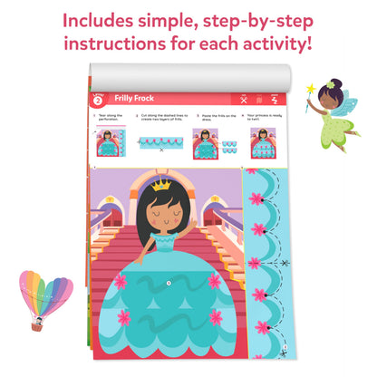 Skillmatics Scissor Skills Activity Book - Snip Snip Unicorns & Princesses, 25 Cutting & Creative Activities for Preschoolers, 2 Child-Safe Scissors, Felt Craft Kit, Screen-Free Fun, Gift for Ages 3-7