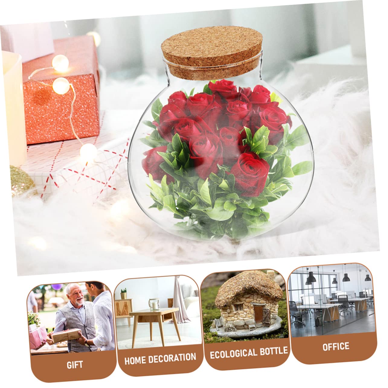 HYTROVE Terrarium Plant Decor Holder Glass Jar Moss Plant Bottle Micro Landscape Planter Bottle DIY Cork Glass Eco for Home Decor