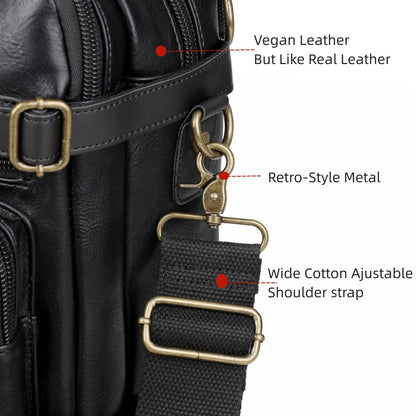 Baosha Men Vegan Leather Briefcase Backpack Hybrid 17 Inch Laptop Bag Case Business Messenger bag HB-22 (Black)