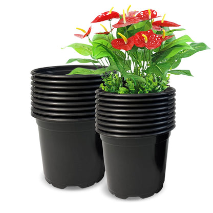 OUPSAUI 1 Gallon Pots for Plants,Flexible Gallon Plastic Nursery Pots with Drainage Holes, Plastic Pots for Outdoor Plants (1Gal-20pcs)