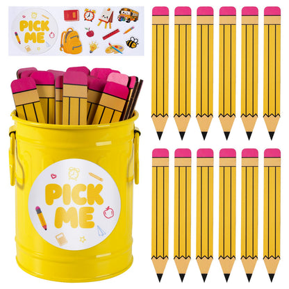 Jieting 101 Pcs Pencil Flip Name Sticks with Metal Holder and Sticker, Random Student Selector Pick Me Sticks for Teacher Classroom Management and Learning Activities