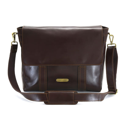 Style N Craft Messenger Bag, Full-Grain Leather Soft Briefcase Laptop Bag for Men and Women, Dark Brown (392005)