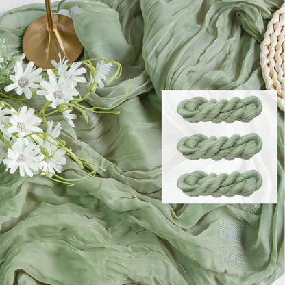 FEXIA 3Pcs Sage Green Cheesecloth Table Runner for Baby Shower Decoration Summer Gauze Table Runner for Wedding Party Engagement Bridal Shower Home Decor Birthday Decoration (35x120 Inches)