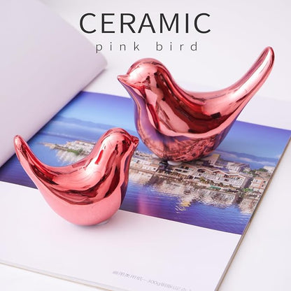 Notakia Small Birds Statues Pink Home Decor Modern Style Decorative Ornaments for Living Room, Bedroom, Office Desktop, Cabinets (2Pcs Pink Birds)