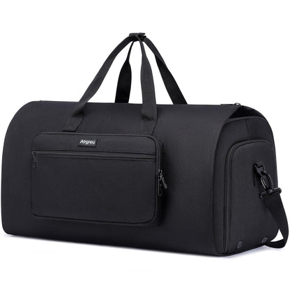 Convertible Duffle Bags for Men, Garment Bag for Travel, Carry on Garment Duffel Bag with Shoe Compartment, 2 in 1 Hanging Dress Suitcase Suit Travel Bags, Black