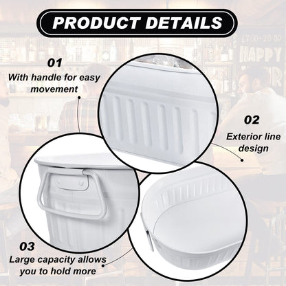 Lallisa 4 Pcs Galvanized Ice Buckets 5.3 Gallons Beverage Tub Galvanized Metal Drink Bucket Tubs for Drinks Outdoor Metal Containers Garden Planter with Handles for Parties Patio Garden Yard(White)