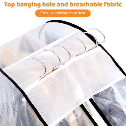 4 Pack Full Clear Garment Bags with Side Zipper, 40" Clothes Covers with 10" Gusset, Transparent Hanging Suit & Coat Covers for Closet Storage, Jackets, Dresses, Windbreakers