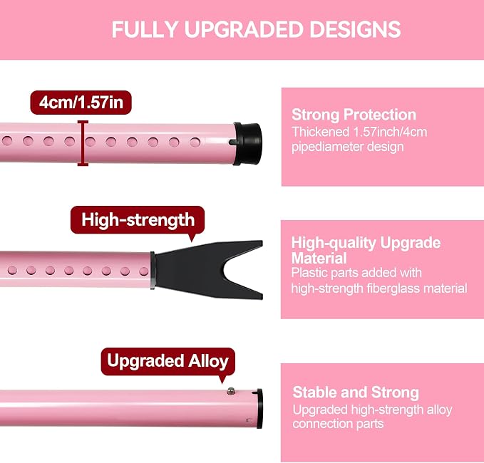 AceMining Upgraded Door Security Bar & Sliding Patio Bar, Heavy Duty Stoppers Adjustable Jammer for Home, Apartment, Travel (1 Pack,Pink)