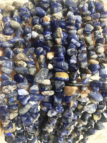 PLTbeads 7-8mm Natural Blue Sodalite Gemstone Chips Beads Healing Crystals Waist Bracelets Necklace Kit Irregular Stone DIY Crafts Design Jewelry Making